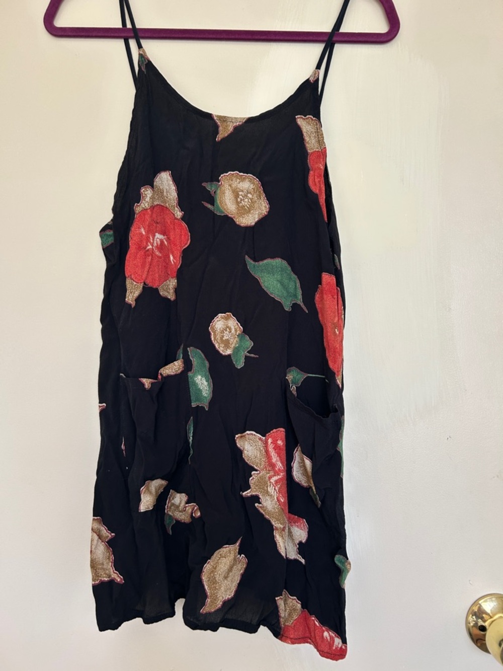 Purrr Melrose Black Floral Mini Slip Dress